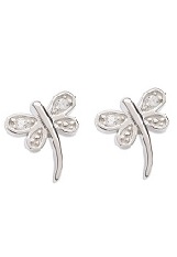 stunning tiny cubic zirconia dragonfly silver earrings for babies